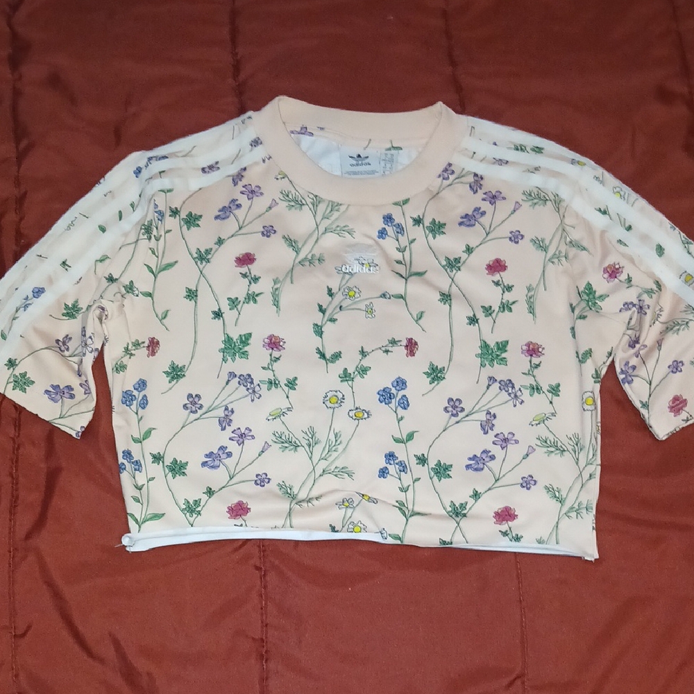Adidas Wild Flower Print Cropped Jersey M